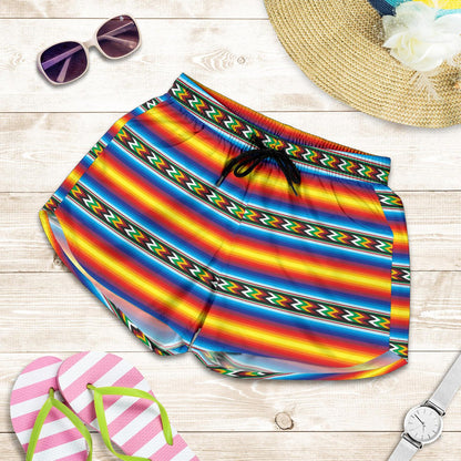 Mexican Blanket ZigZag Print Pattern Women Shorts-JTAMIGO.COM