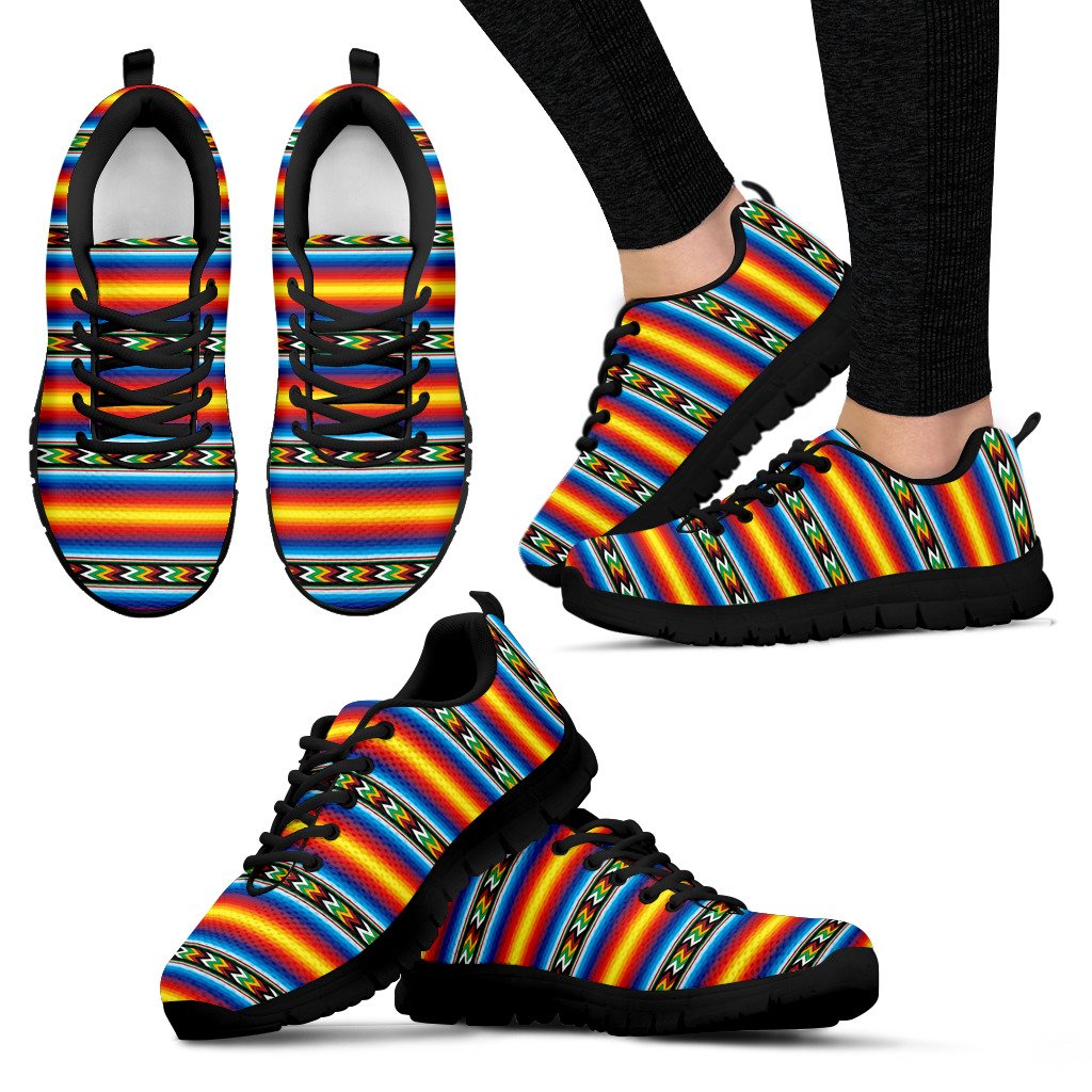 Mexican Blanket ZigZag Print Pattern Women Sneakers Shoes