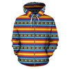 Mexican Blanket ZigZag Print Pattern Zip Up Hoodie