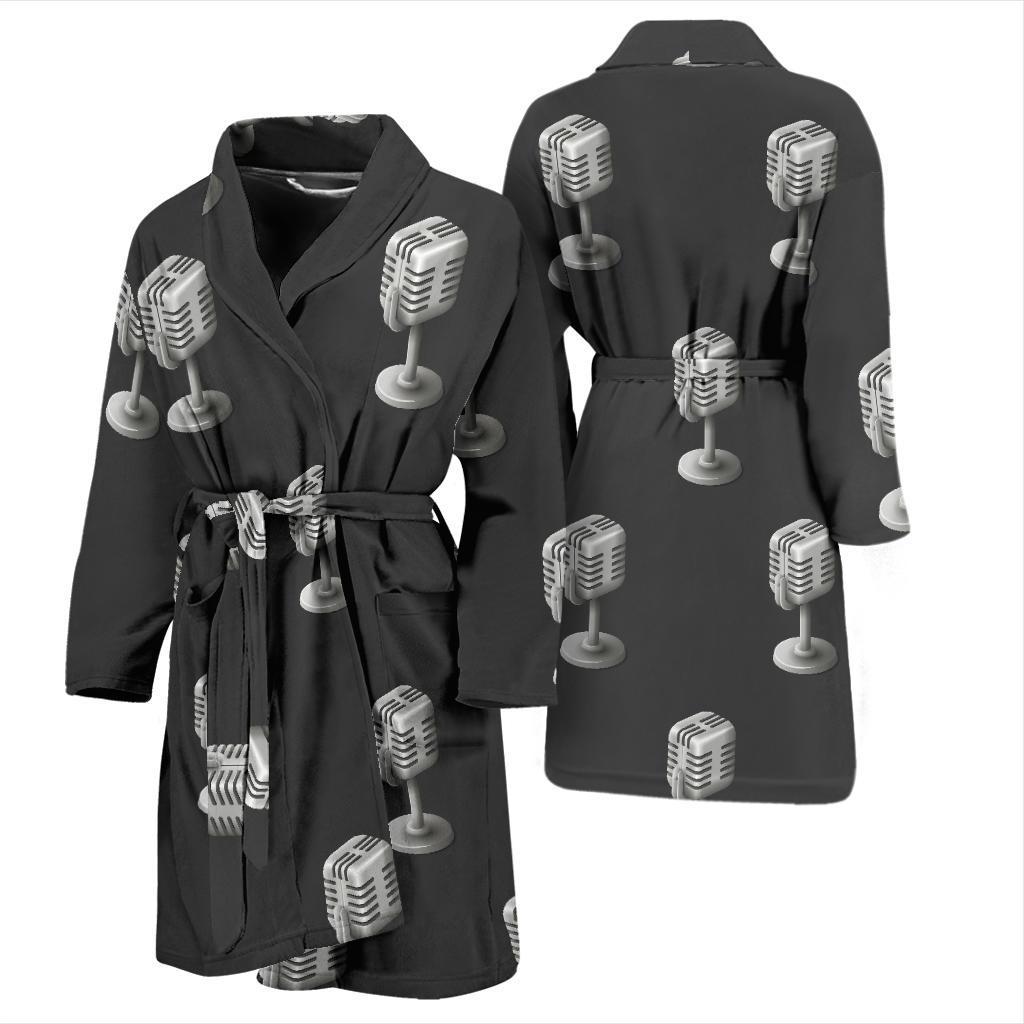 Microphone Vintage Pattern Print Design 01 Men Bathrobe-JORJUNE.COM