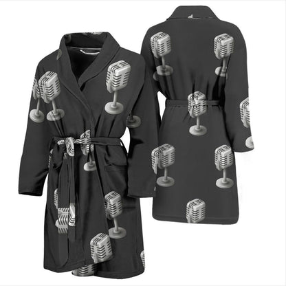 Microphone Vintage Pattern Print Design 01 Men Bathrobe-JORJUNE.COM