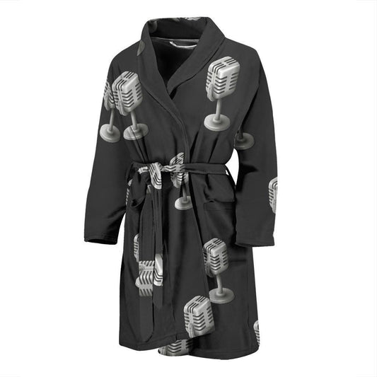 Microphone Vintage Pattern Print Design 01 Men Bathrobe-JORJUNE.COM