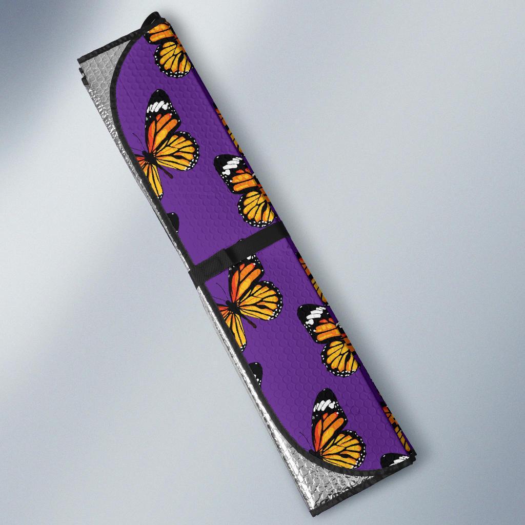 Monarch Butterfly Purple Print Pattern Car Sun Shade For Windshield