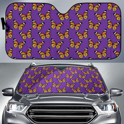 Monarch Butterfly Purple Print Pattern Car Sun Shade For Windshield