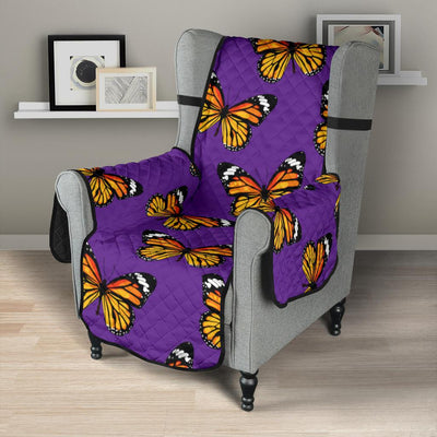 Monarch Butterfly Purple Print Pattern Chair Protector-JTAMIGO.COM