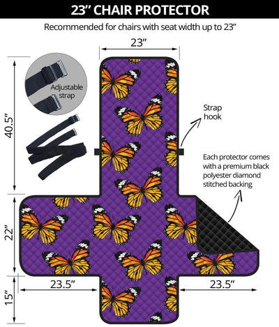 Monarch Butterfly Purple Print Pattern Chair Protector-JTAMIGO.COM