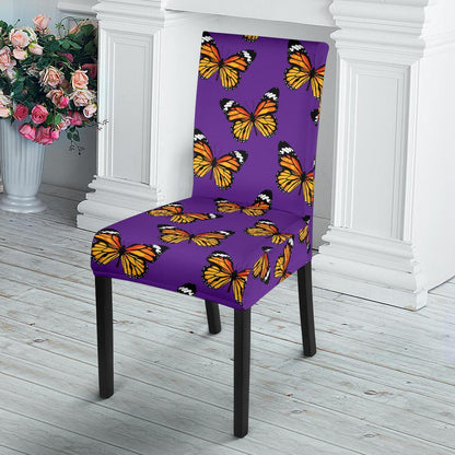 Monarch Butterfly Purple Print Pattern Dining Chair Slipcover-JTAMIGO.COM