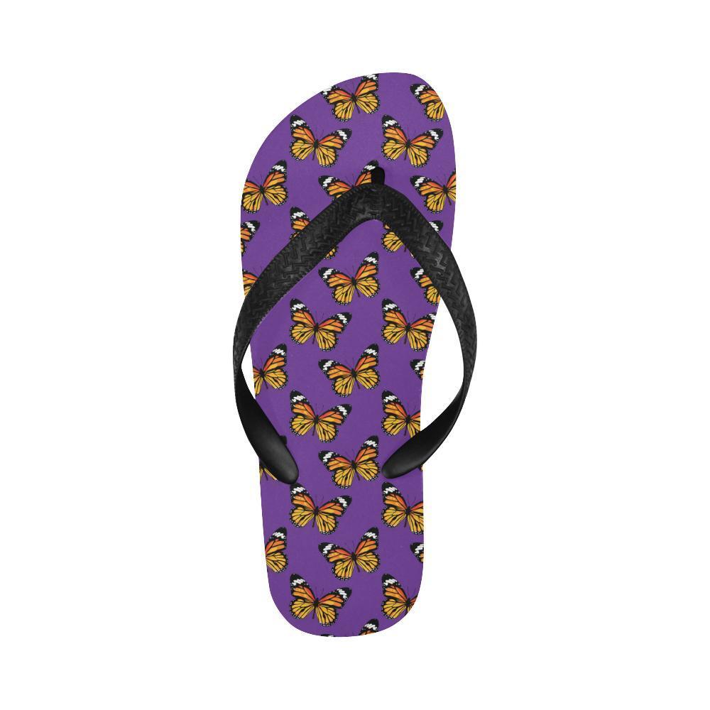Monarch Butterfly Purple Print Pattern Flip Flops-JTAMIGO.COM