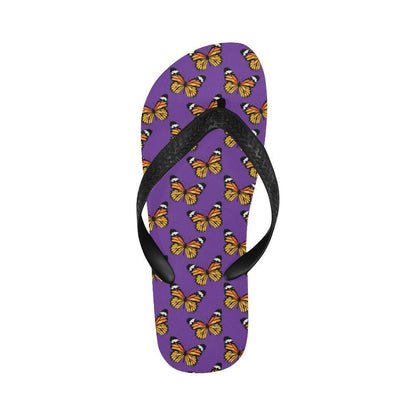 Monarch Butterfly Purple Print Pattern Flip Flops-JTAMIGO.COM