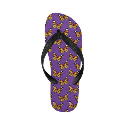 Monarch Butterfly Purple Print Pattern Flip Flops-JTAMIGO.COM