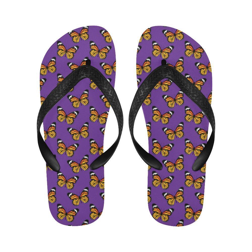 Monarch Butterfly Purple Print Pattern Flip Flops-JTAMIGO.COM