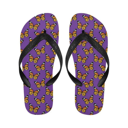 Monarch Butterfly Purple Print Pattern Flip Flops-JTAMIGO.COM