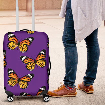 Monarch Butterfly Purple Print Pattern Luggage Cover Protector