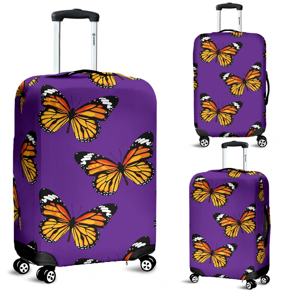 Monarch Butterfly Purple Print Pattern Luggage Cover Protector