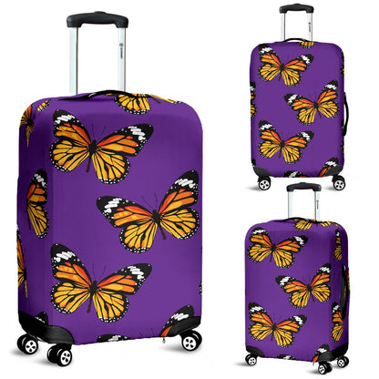 Monarch Butterfly Purple Print Pattern Luggage Cover Protector