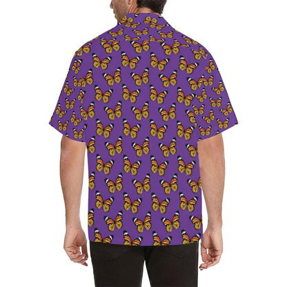 Monarch Butterfly Purple Print Pattern Men Aloha Hawaiian Shirt