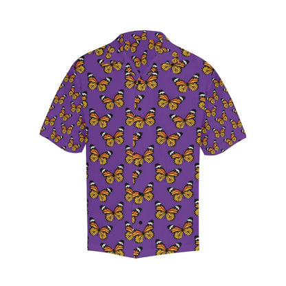 Monarch Butterfly Purple Print Pattern Men Aloha Hawaiian Shirt