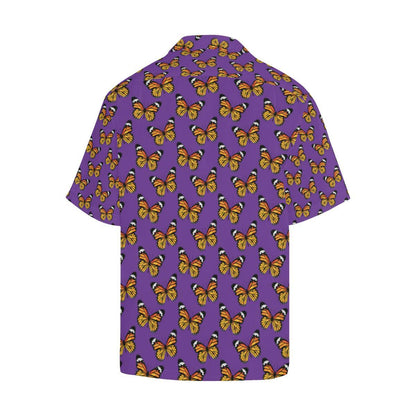Monarch Butterfly Purple Print Pattern Men Aloha Hawaiian Shirt