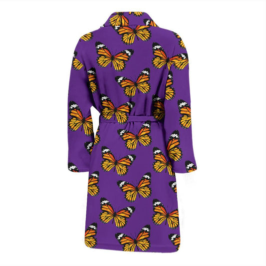 Monarch Butterfly Purple Print Pattern Men Bath Robe-JTAMIGO.COM