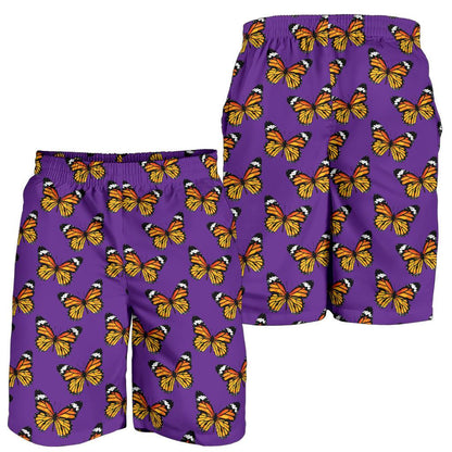 Monarch Butterfly Purple Print Pattern Mens Shorts-JTAMIGO.COM