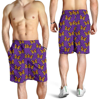 Monarch Butterfly Purple Print Pattern Mens Shorts-JTAMIGO.COM