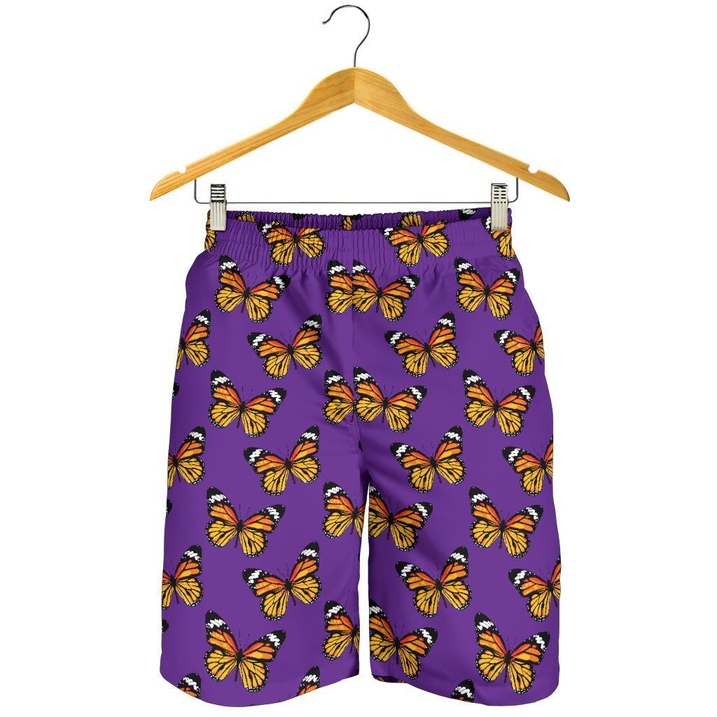 Monarch Butterfly Purple Print Pattern Mens Shorts-JTAMIGO.COM