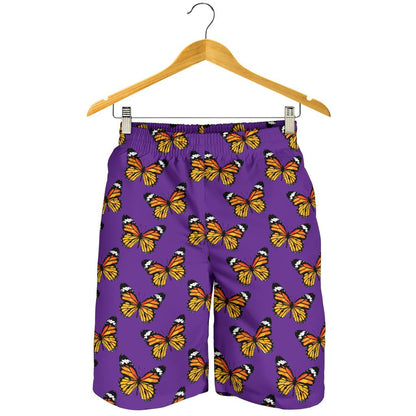 Monarch Butterfly Purple Print Pattern Mens Shorts-JTAMIGO.COM