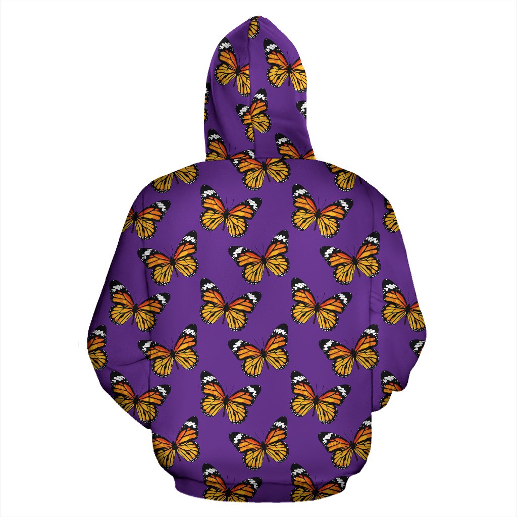 Monarch Butterfly Purple Print Pattern Pullover Hoodie