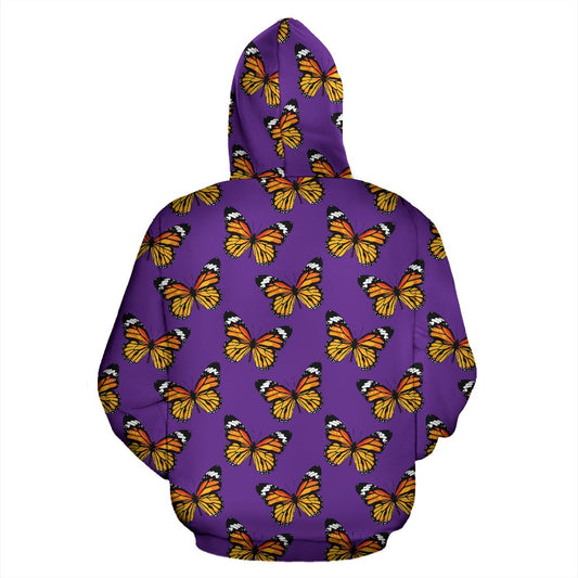 Monarch Butterfly Purple Print Pattern Pullover Hoodie