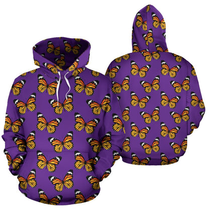 Monarch Butterfly Purple Print Pattern Pullover Hoodie