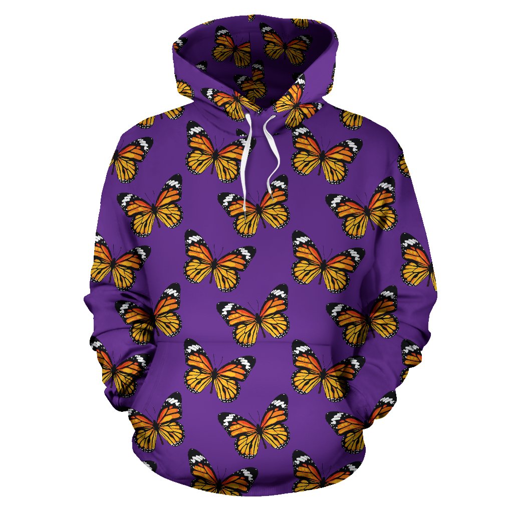 Monarch Butterfly Purple Print Pattern Pullover Hoodie