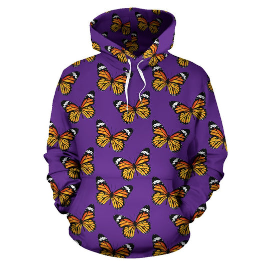 Monarch Butterfly Purple Print Pattern Pullover Hoodie