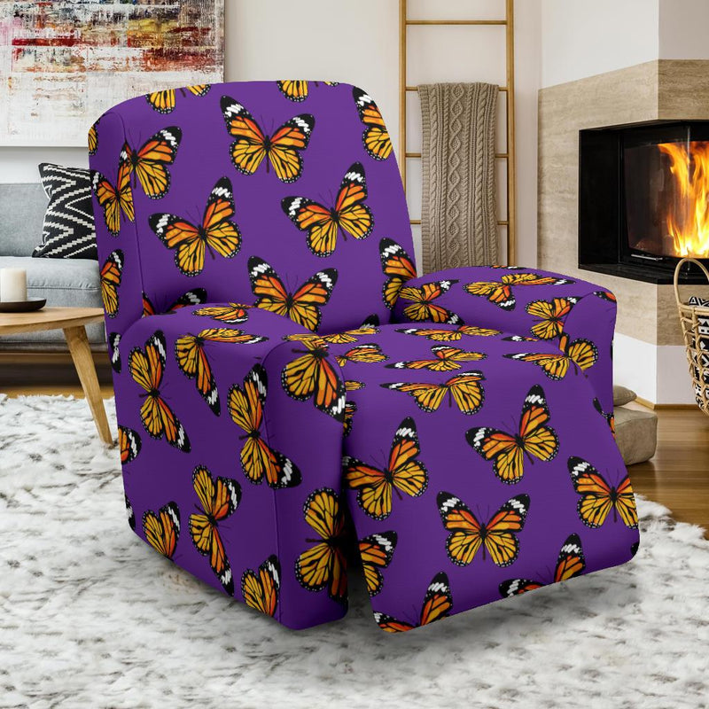 Monarch Butterfly Purple Print Pattern Recliner Slipcover-JTAMIGO.COM