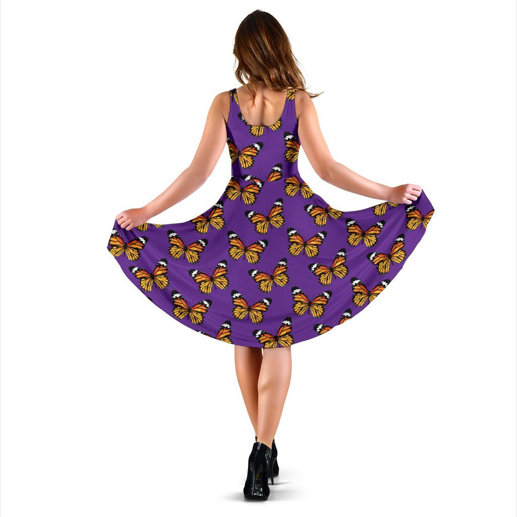 Monarch Butterfly Purple Print Pattern Sleeveless Dress