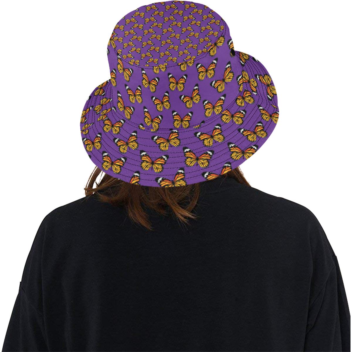 Monarch Butterfly Purple Print Pattern Unisex Bucket Hat