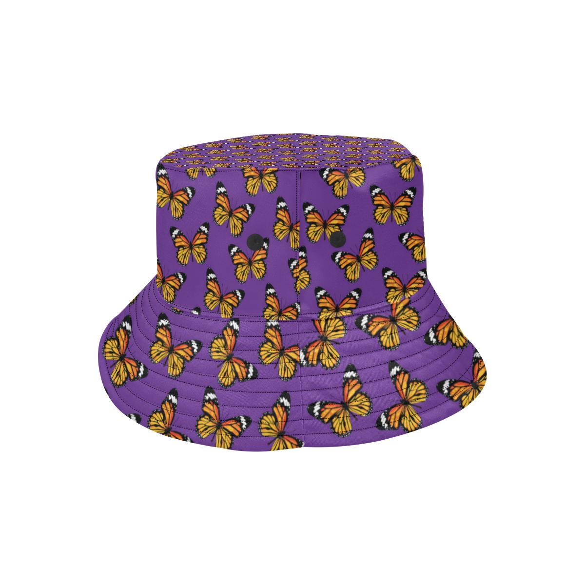 Monarch Butterfly Purple Print Pattern Unisex Bucket Hat