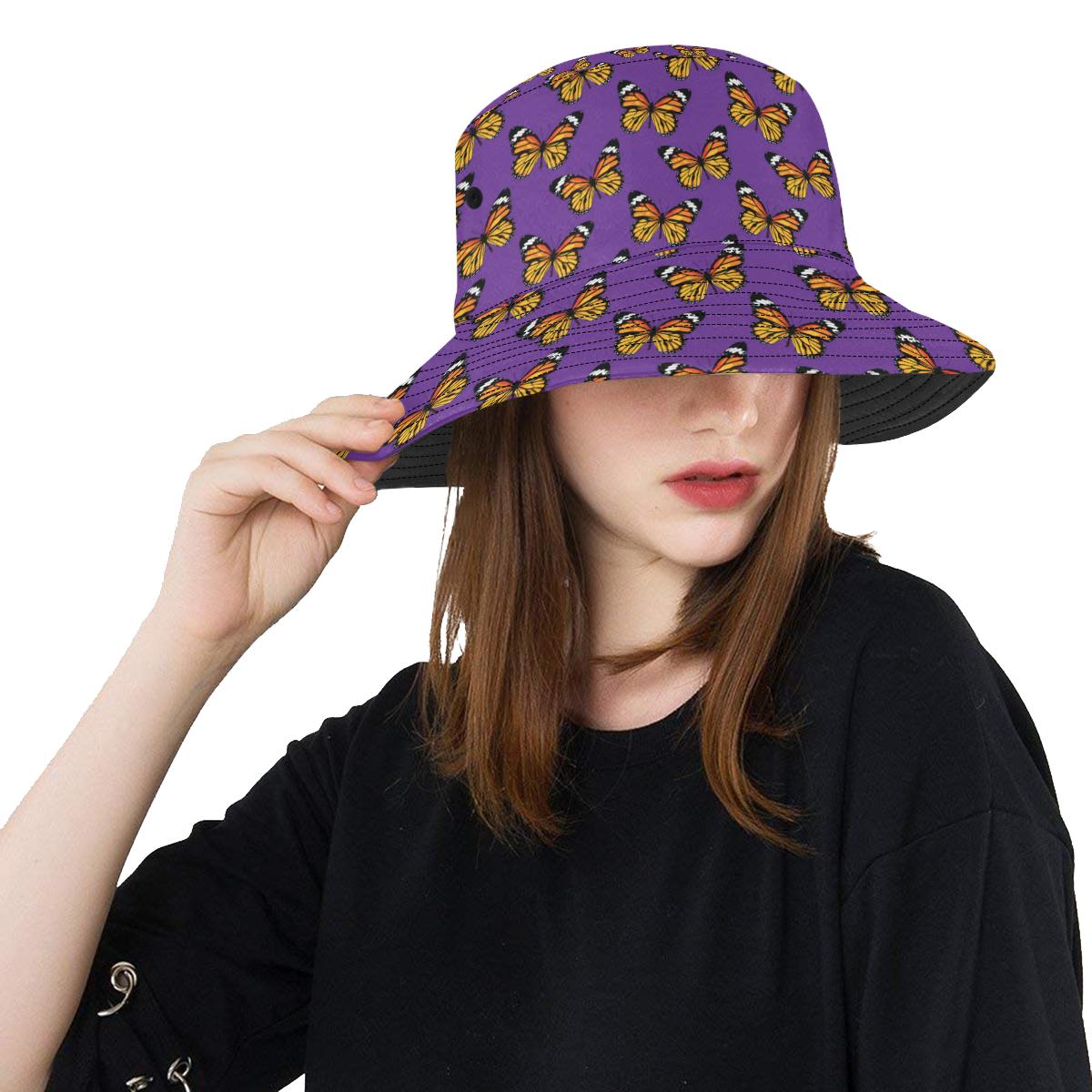 Monarch Butterfly Purple Print Pattern Unisex Bucket Hat