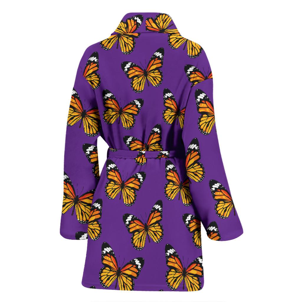 Monarch Butterfly Purple Print Pattern Women Bath Robe-JTAMIGO.COM