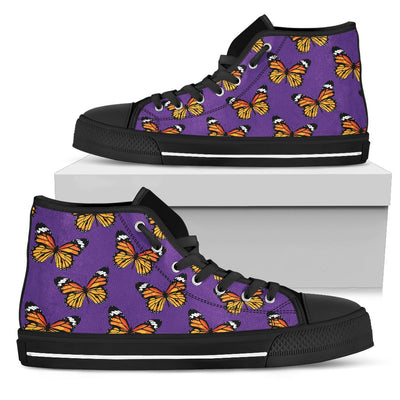 Monarch Butterfly Purple Print Pattern Women High Top Shoes