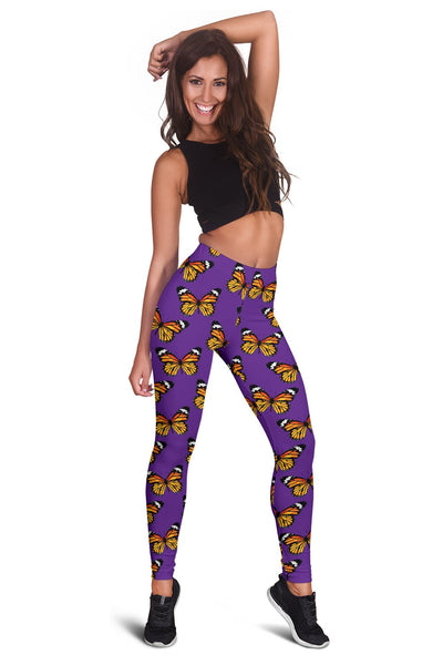 Monarch Butterfly Purple Print Pattern Women Leggings
