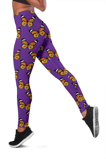 Monarch Butterfly Purple Print Pattern Women Leggings