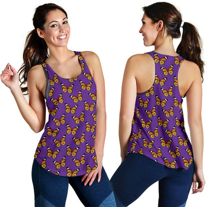 Monarch Butterfly Purple Print Pattern Women Racerback Tank Top