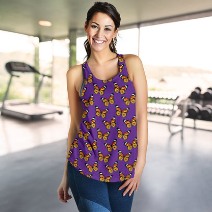 Monarch Butterfly Purple Print Pattern Women Racerback Tank Top