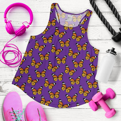 Monarch Butterfly Purple Print Pattern Women Racerback Tank Top