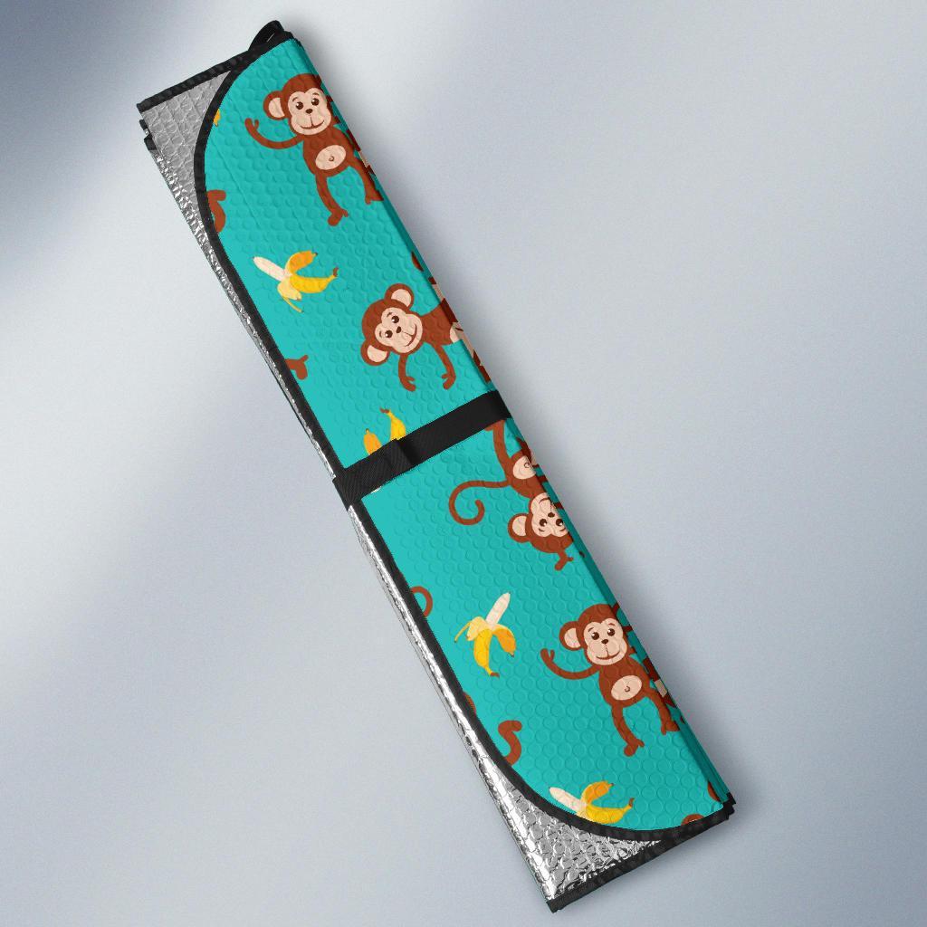 Monkey Banana Design Themed Print Car Sun Shade For Windshield