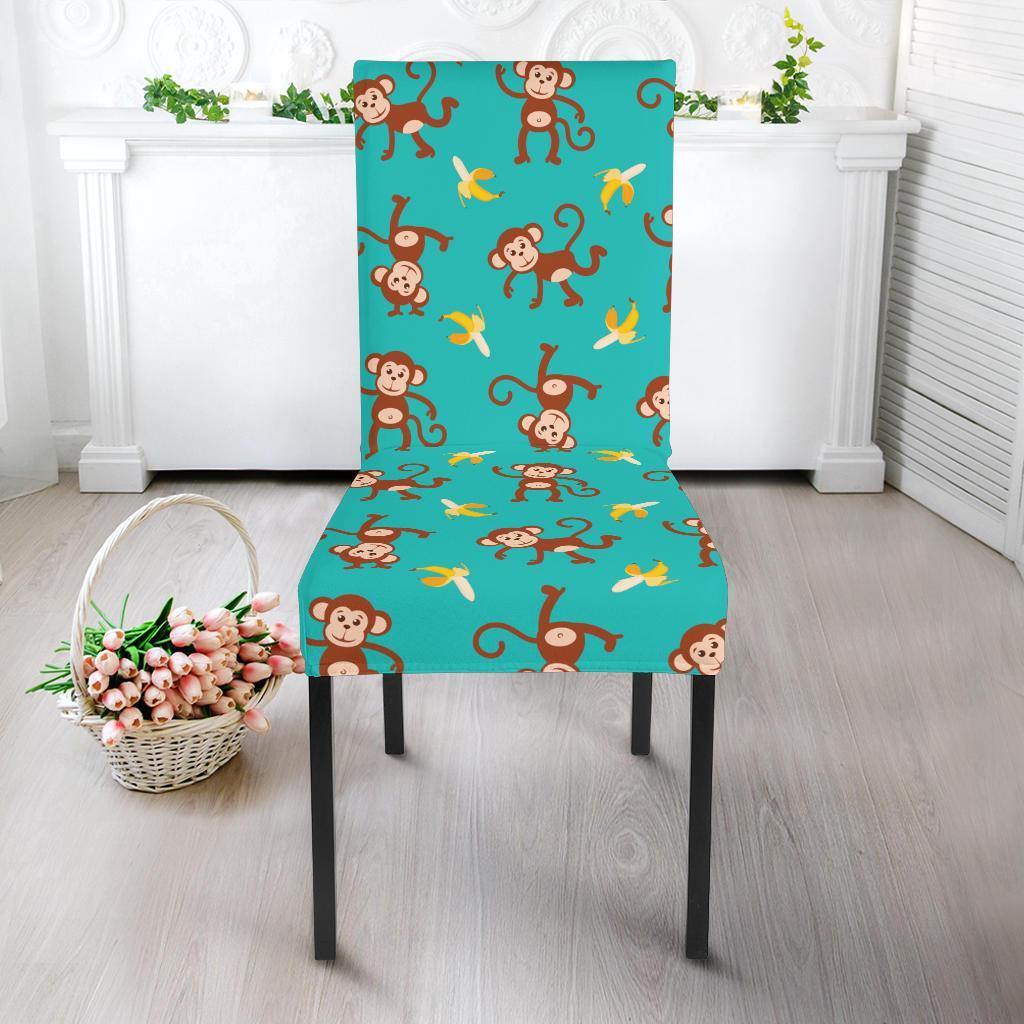 Monkey Banana Design Themed Print Dining Chair Slipcover-JTAMIGO.COM