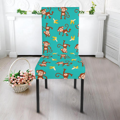 Monkey Banana Design Themed Print Dining Chair Slipcover-JTAMIGO.COM