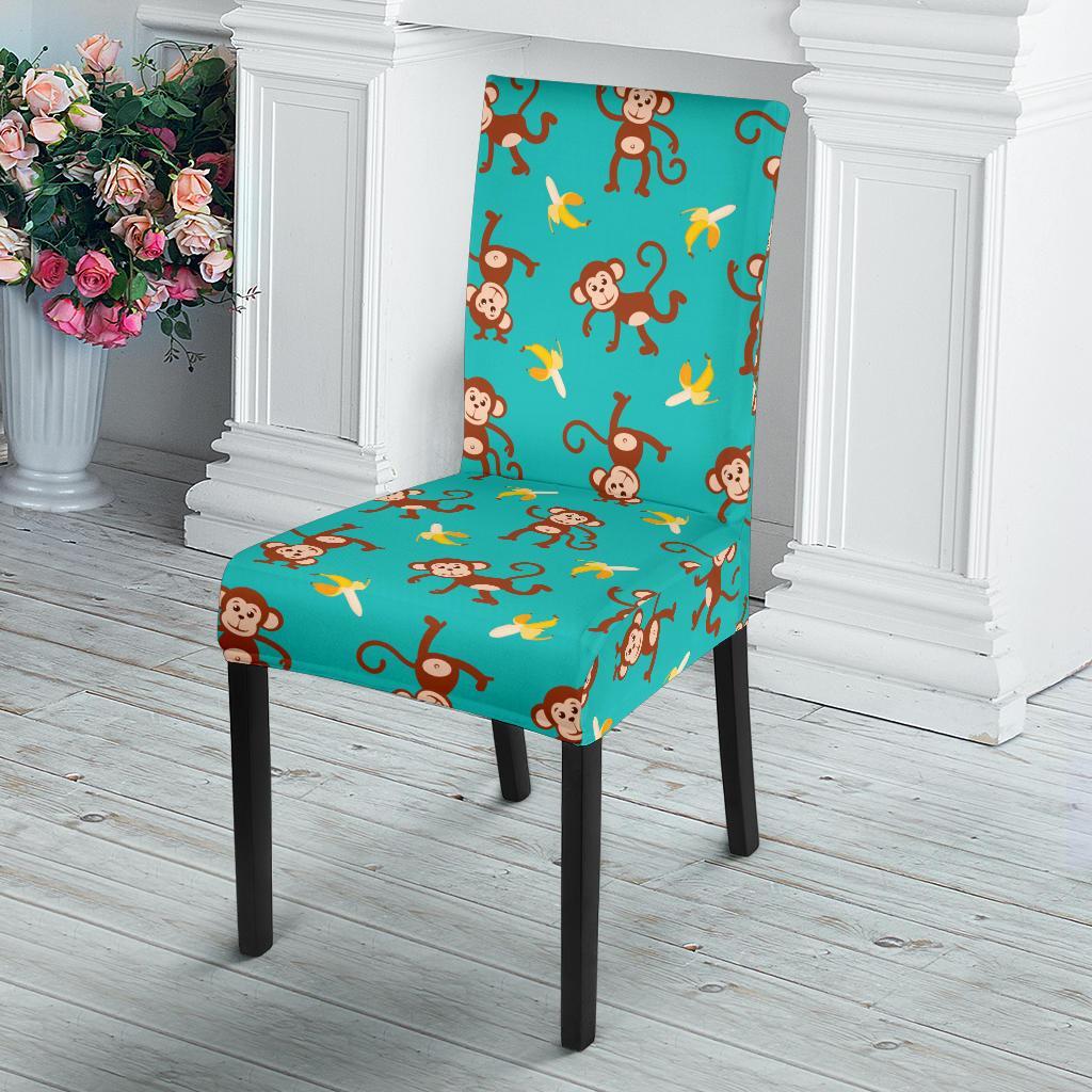Monkey Banana Design Themed Print Dining Chair Slipcover-JTAMIGO.COM