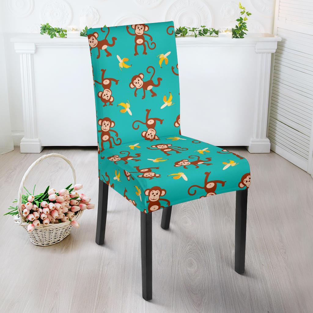 Monkey Banana Design Themed Print Dining Chair Slipcover-JTAMIGO.COM
