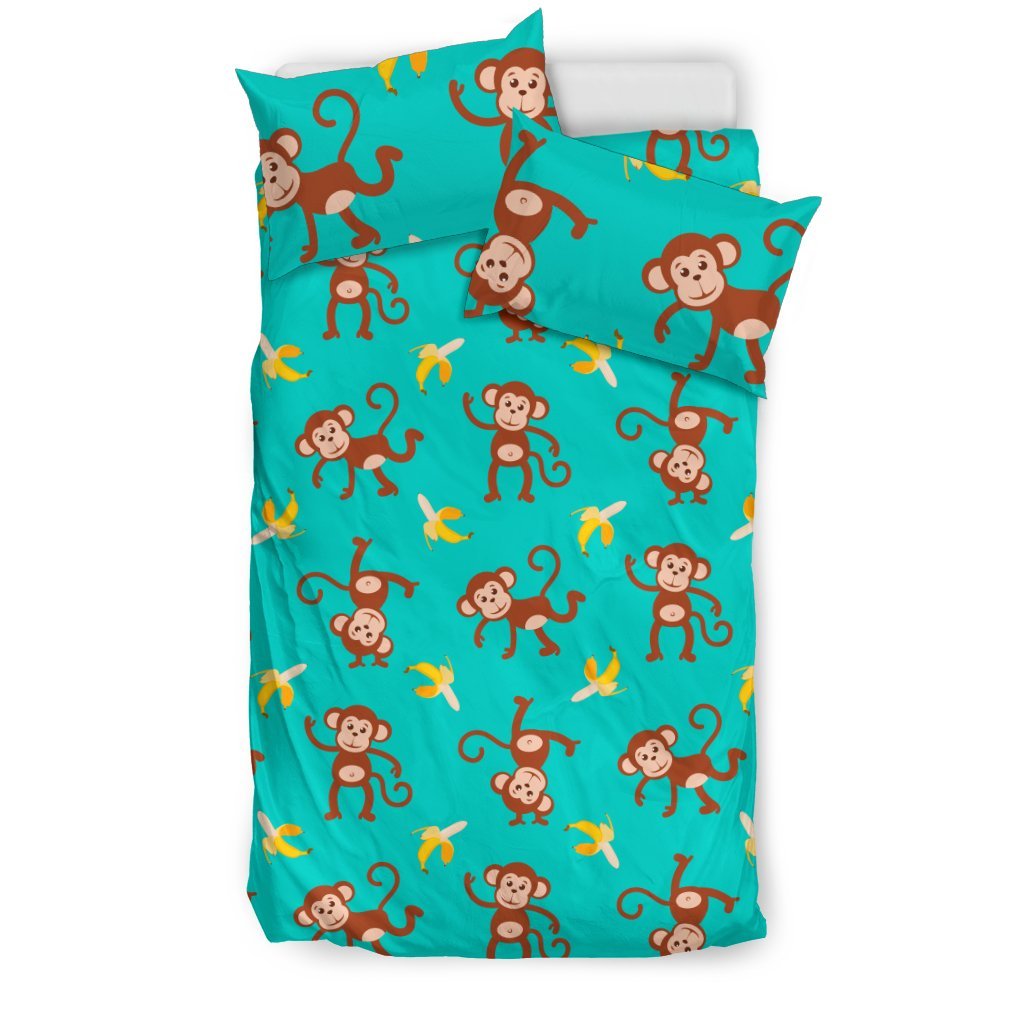 Monkey Banana Design Themed Print Duvet Cover Bedding Set